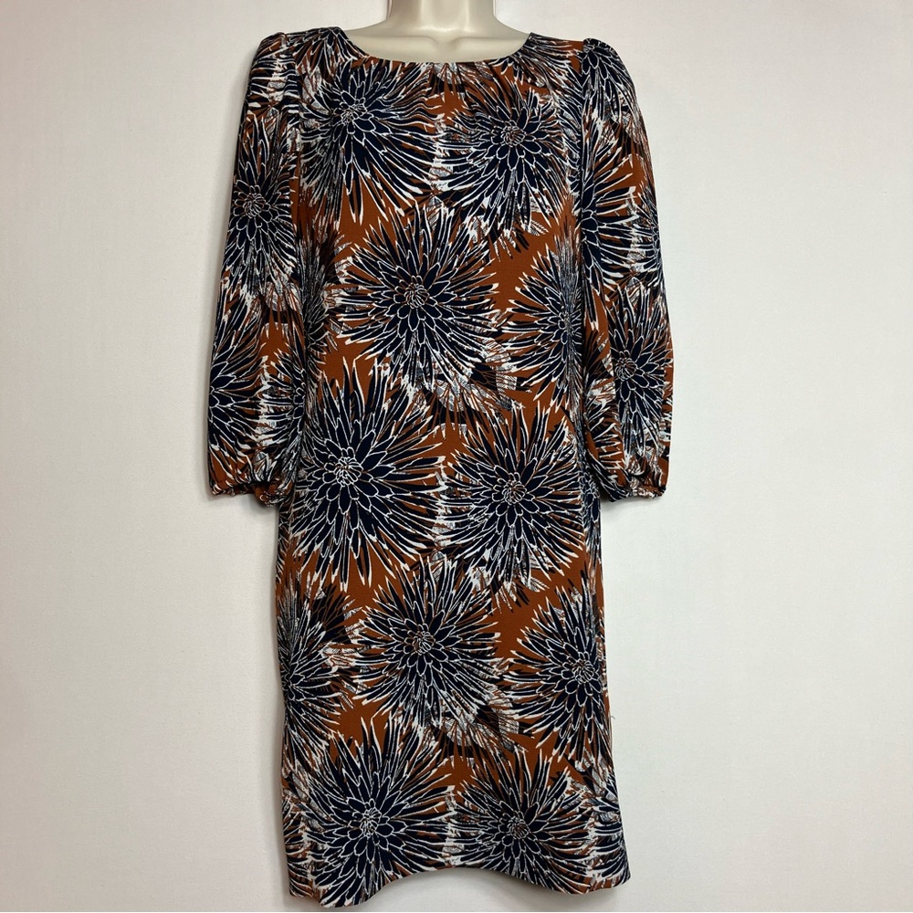 📦H&M Rust Floral Burst Long Sleeve Shift Dress Boho *DISCOUNTED SHIPPING